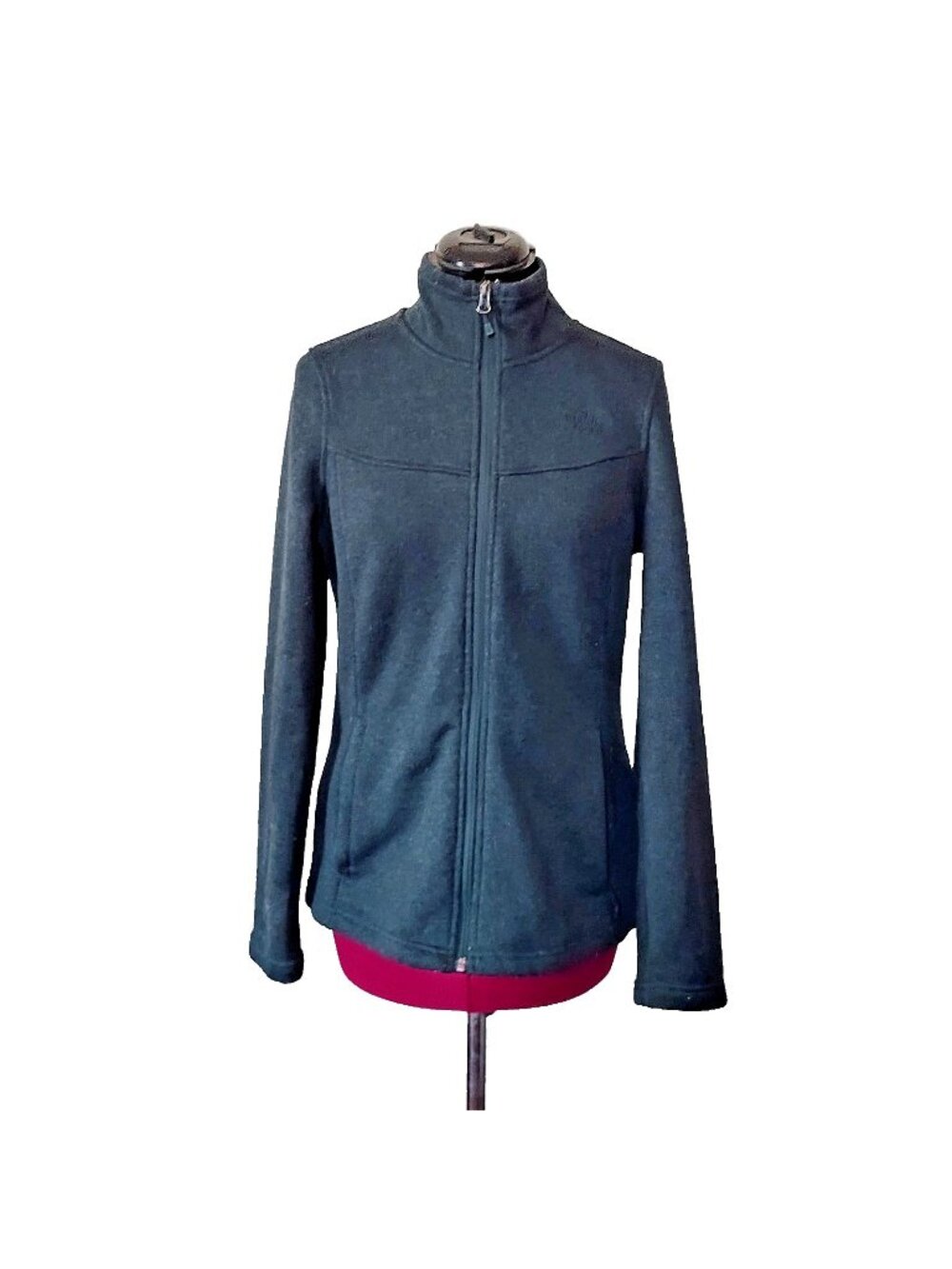 The North Face Sweater Women M Green Full Zip Jacket  Knit Pockets Medium